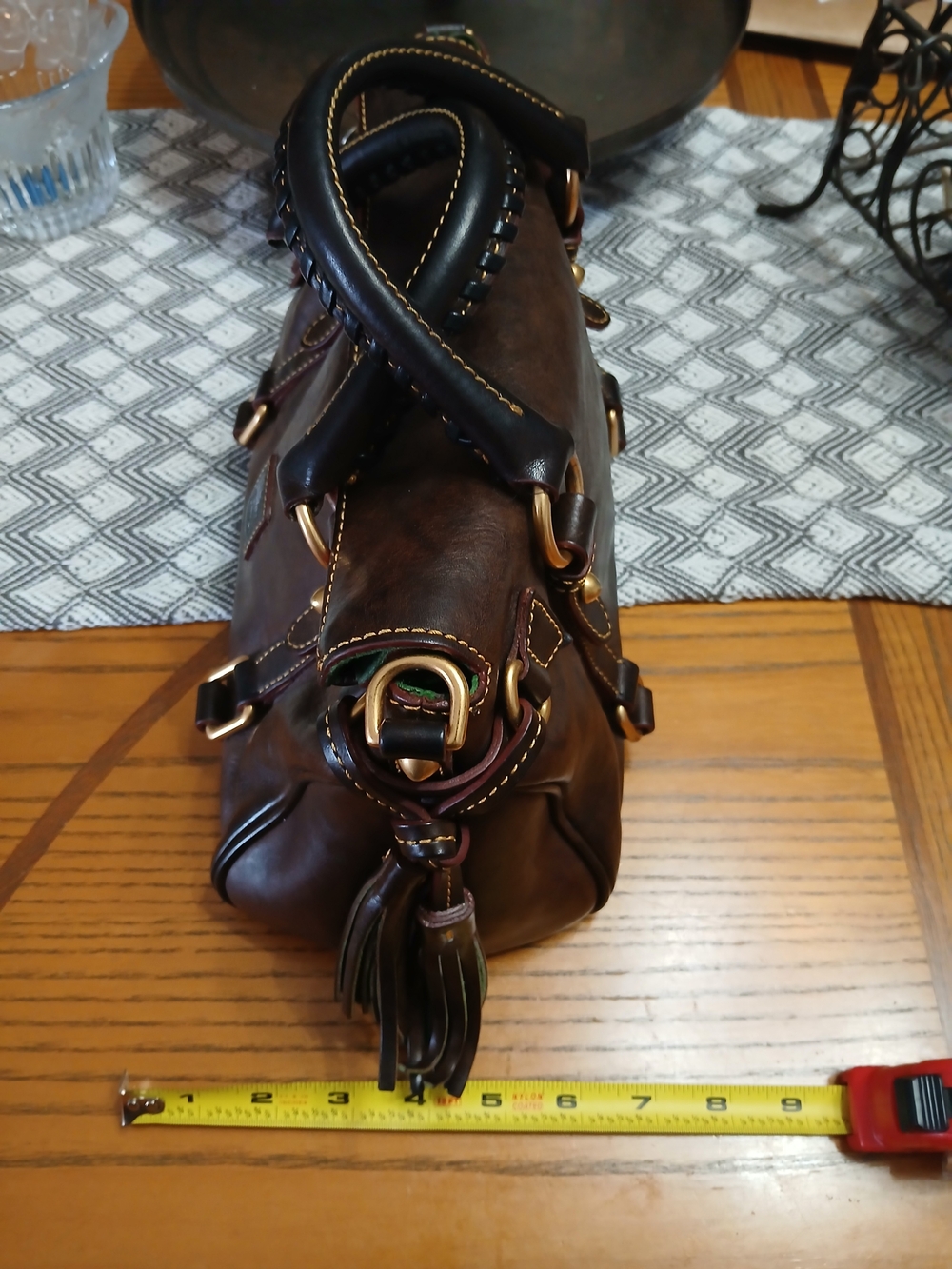 Dooney & Bourke Dark Brown Leather Satchel - Classic Bag - Picture 8 of 11